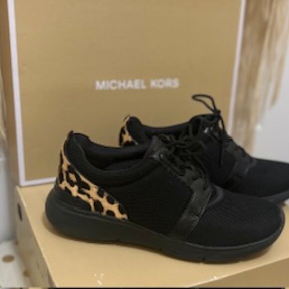 Michael Kors Amanda Mesh Trainers black with animal print (45F9AMFS6D). Size 6 - Picture 12 of 15